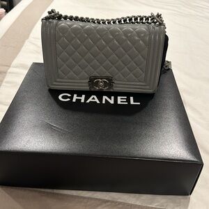 Gray Chanel boy bag